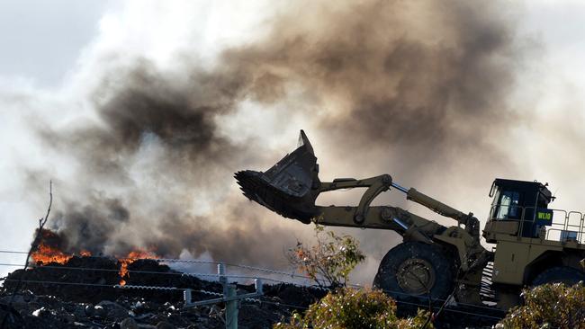 A massive fire has broken out at the Bulla tip. Picture: Andrew Henshaw