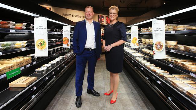 David Jones managing director of food Pieter de Wet with BP Australia's vice president of sales and marketing Brooke Miller. Picture: Aaron Francis