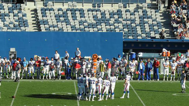 The film has hired over 100 Australian gridiron players. Picture: Alison Wynd