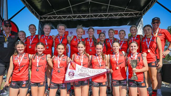 Burleigh Bombers won the Under 13 Girls Div 1 grand final for SEQJ Gold Coast Northern Rivers. Picture: Supplied