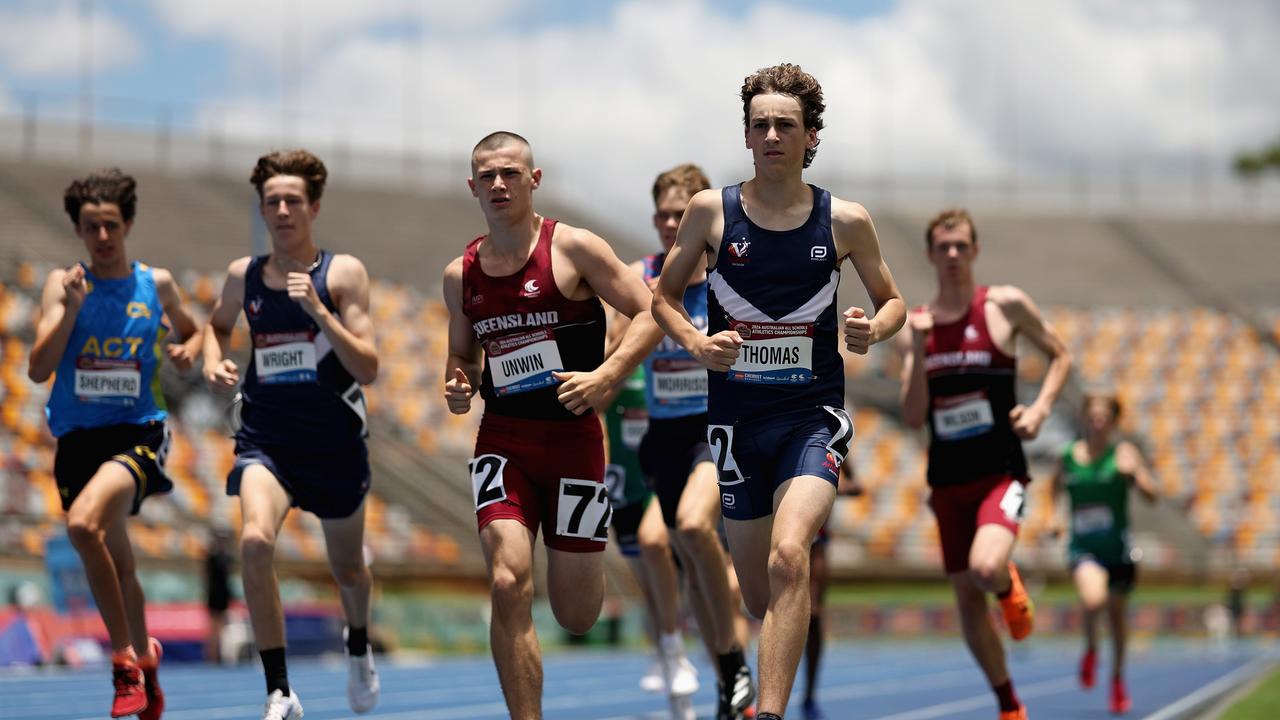 Lachlan Thomas of Victoria competes in the Boys' U16 800m. (Photo by Cameron Spencer/Getty Images)