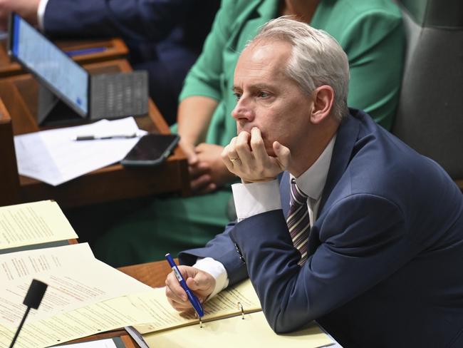 CANBERRA, Australia - NewsWire Photos - July 4, 2024:  Minister for Immigration, Citizenship, Migrant Services and Multicultural Affairs, Andrew Giles during Question Time at Parliament House in Canberra. Picture: NewsWire / Martin Ollman