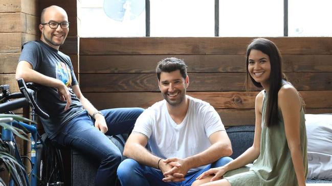 Canva co-founders Cameron Adams, Cliff Obrecht and Melanie Perkins (left to right). Source: Supplied