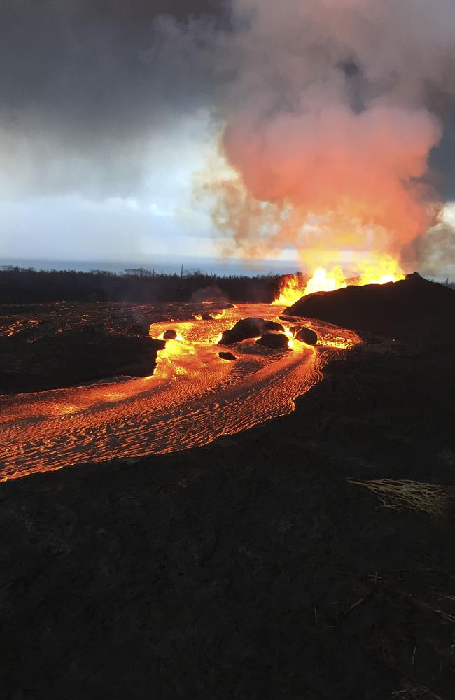 Fissure 8 fountains reach heights up to 50 metres June 12. Picture: AFP/US Geological Survey/HO