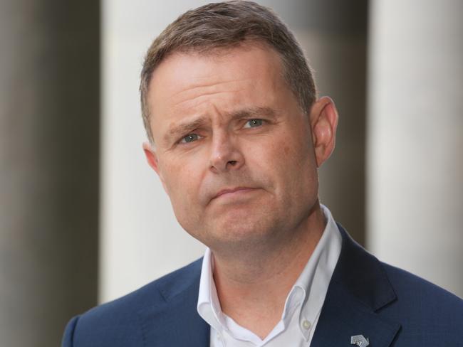 Treasurer Stephen Mullighan on the steps of Parliament House, with details of a new Liberal scandal set to rock the Black by-election. 10 November 2024. Picture Dean Martin