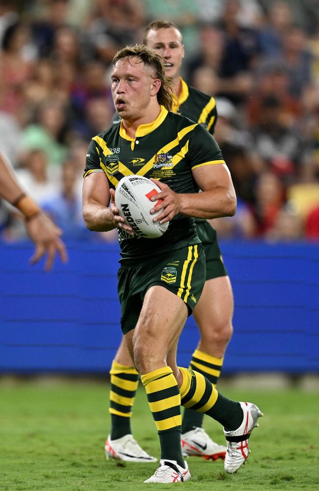 Kangaroos player Reuben Cotter during the 38-12 victory for Australia over Samoa at Queensland Country Bank Stadium in Townsville on October 14, 2023. Picture: NRL Imagery