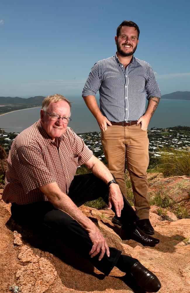 2019: Senator Ian Macdonald and LNP candidate for Herbert Phil Thompson on Castle Hill. Picture: Evan Morgan