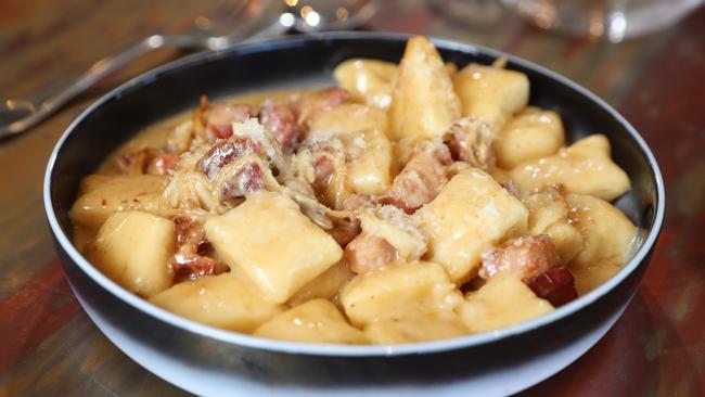 Gotham Grill’s Potato gnocchi with creamy mushroom and bacon sauce. Photo by Richard Gosling