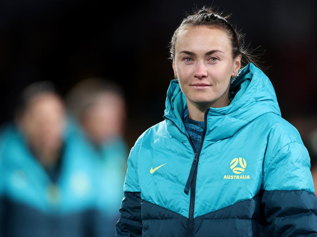 SYDNEY, AUSTRALIA - JUNE 03: Caitlin Foord of Australia waves to fans after the international friendly match between Australia Matildas and China PR at Accor Stadium on June 03, 2024 in Sydney, Australia. (Photo by Matt King/Getty Images)