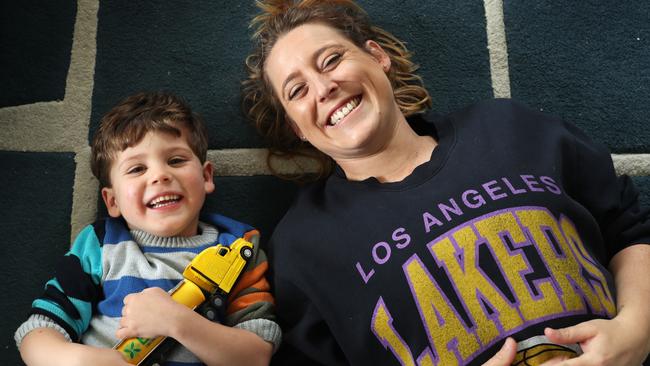 Hunter, with mum Maddison Elphick, was among three of the youngest boys in the world to be dosed with a gene therapy for Duchenne muscular dystrophy when he received the single-shot treatment. Picture: John Feder