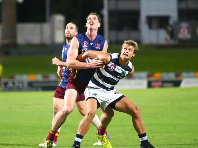 Pictured: Port Douglas Crocs ruck-defender Brae Agrums. AFL Cairns finals 2024. Photo: Gyan-Reece Rocha.