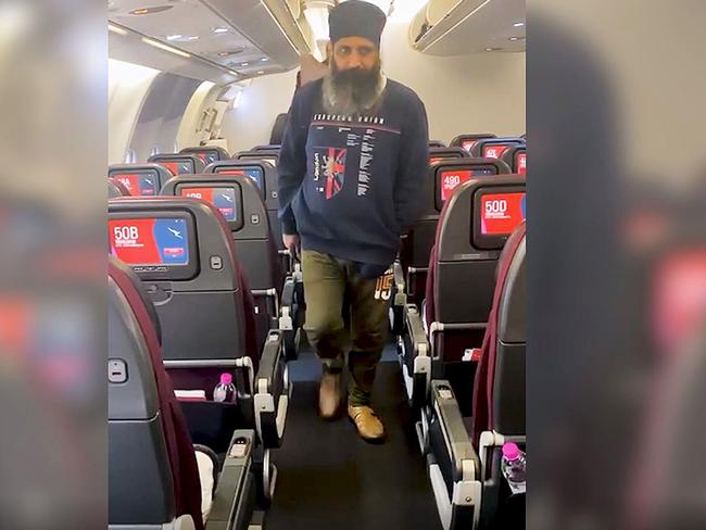 Rajwinder Singh boards a plan in India as he is extradited to Australia in relation to the death of Toyah Cordingley. Picture: Queensland Police Service