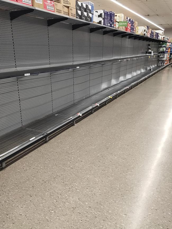 Southlands Woolworths has had shelves stripped bare. Picture: Jo Naghten/Facebook