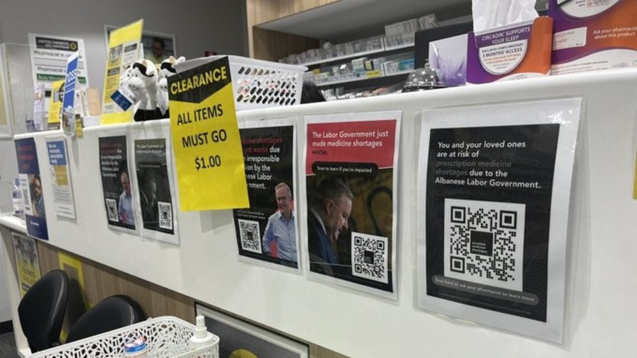 The posters and flyers appear to be the latest in a sustained campaign against the government’s major pharmacy reform. Picture: Twitter