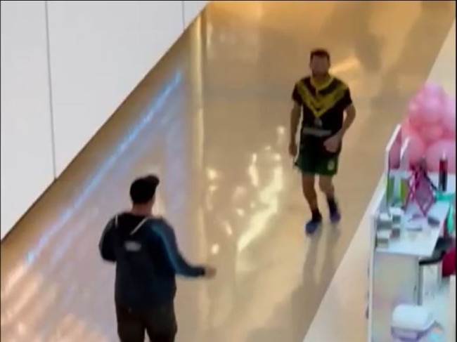 Video footage showed the moments the attacker ran through Bondi Westfield shopping centre as people tried to escape.