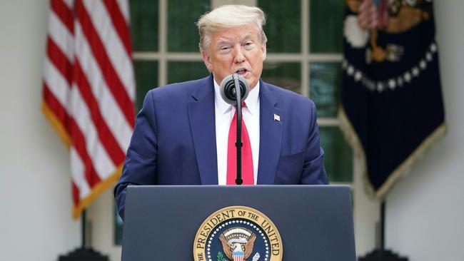 US President Donald Trump speaks during the daily briefing on the novel coronavirus in Washington.