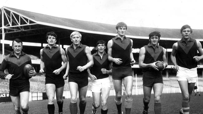 Des Campbell, second from right, with other Melbourne country recruits in 1970.