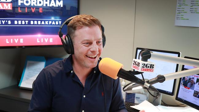 25/9/20: 2GB radio host Ben Fordham in his Sydney studio. John Feder/The Australian.