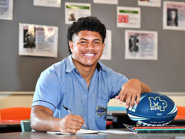 Fahmy Toilalo is a Mabel Park SHS student that has signed by the NRL club Canterbury Bulldogs.Thursday October 21, 2012. Picture, John Gass