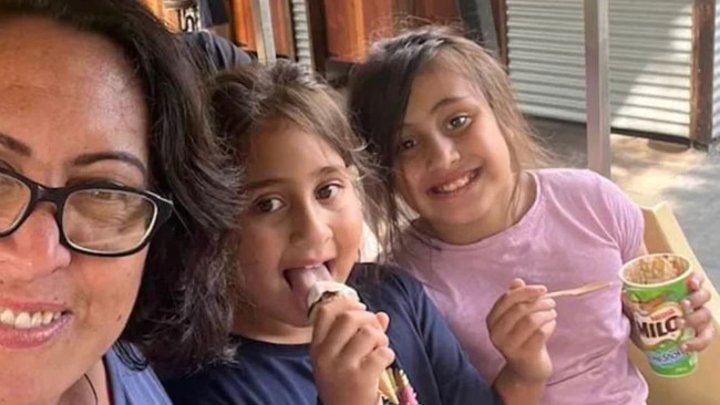 Shannon Dobson with her two autistic daughters. Picture – contributed.