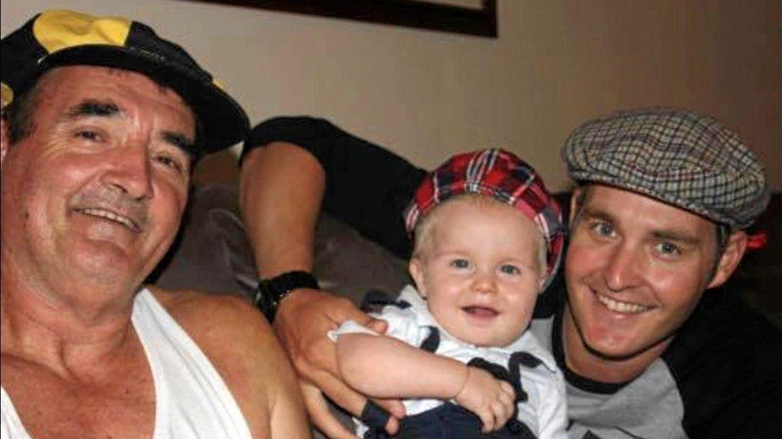 PROUD DADS: Mackay Waterski Club president Luke Van Den Heuvel (right) with his son Jackson and late father, John. Picture: Contributed