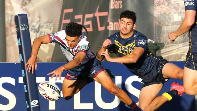 Langer Trophy Mabel Park SHS v Ipswich SHS (white shirt) Xavier Kirk Coorparoo Thursday 13th July 2023 Picture David Clark