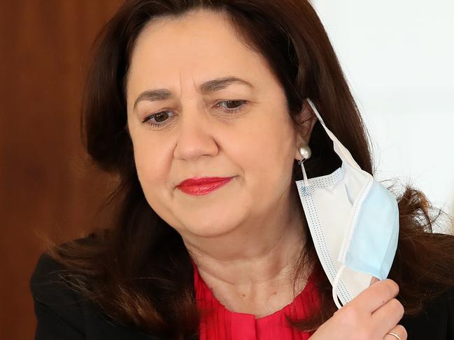 BRISBANE, AUSTRALIA - NewsWire Photos AUGUST 13, 2021: Queensland Premier Annastacia Palaszczuk arrives to speak at a press conference. Picture: NCA NewsWire /Jono Searle