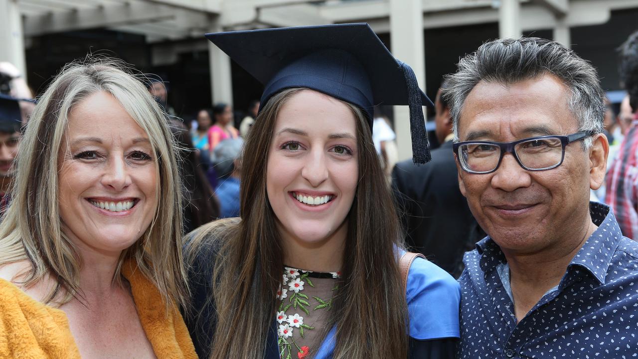 Deakin graduation: Andrea Soebarchi, Jemima Underwood and Iwan Soebarchi