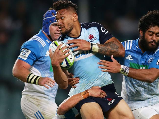 Israel Folau can’t find any room to move.