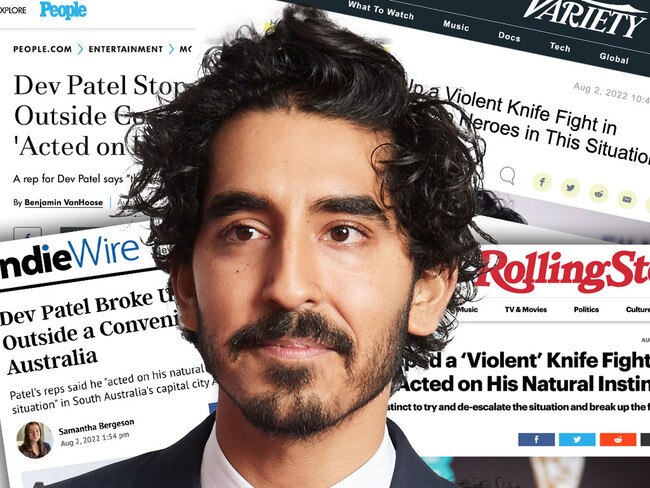 Actor Dev Patel's selfless efforts in breaking up a city knife fight made world news headlines. Art: Steve Grice/The Advertiser.