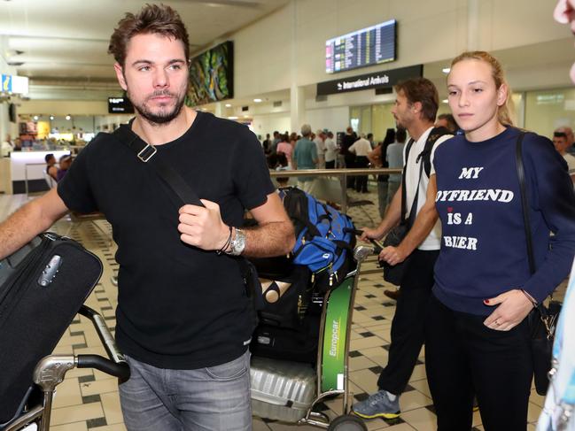 The tennis couple pictured in Brisbane this month. Picture: Darren England