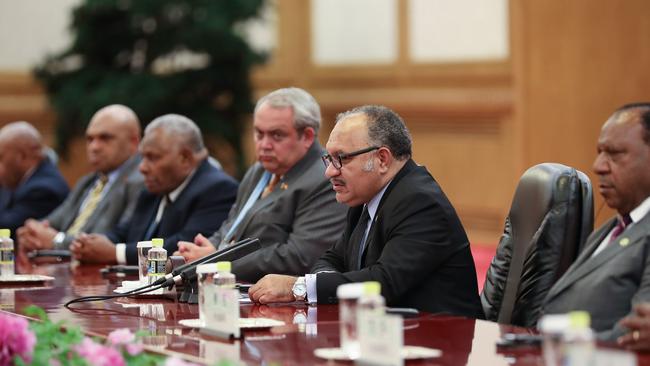 Then Papua New Guinea Prime Minister Peter O'Neill (2nd from R) meets with the Chinese president during the second Belt and Road Forum in Beijing, 2019. Picture: AFP.