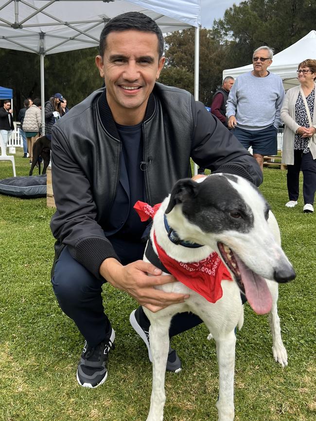 Tim Cahill at Sunday’s Greyhound Adoption Day