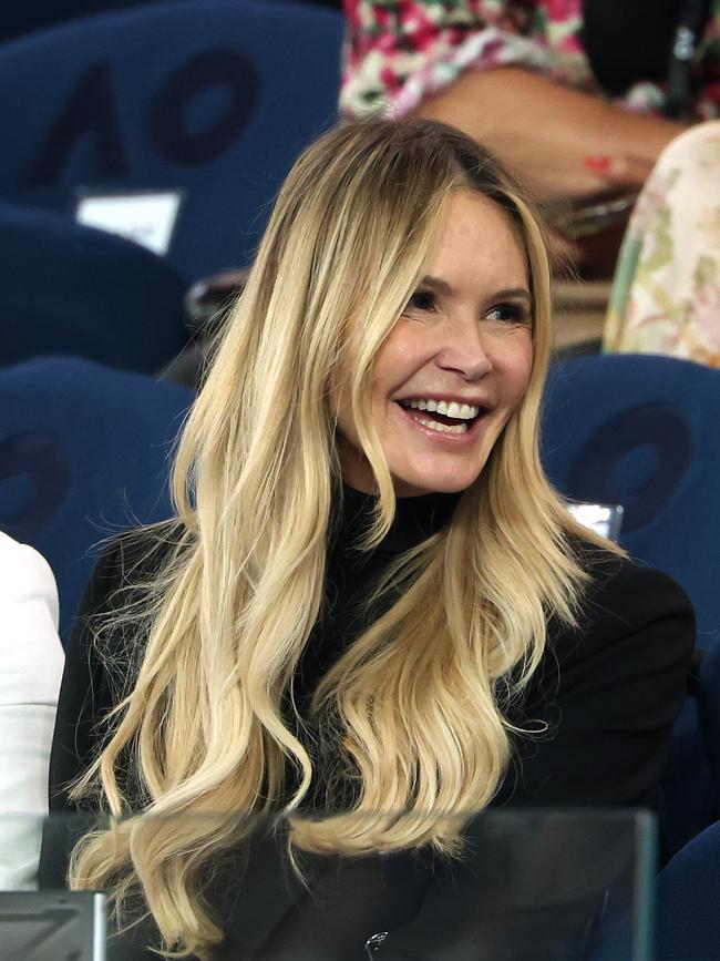 Elle Macpherson in the stands at Rod Laver Arena Picture: Cameron Spencer/Getty Images