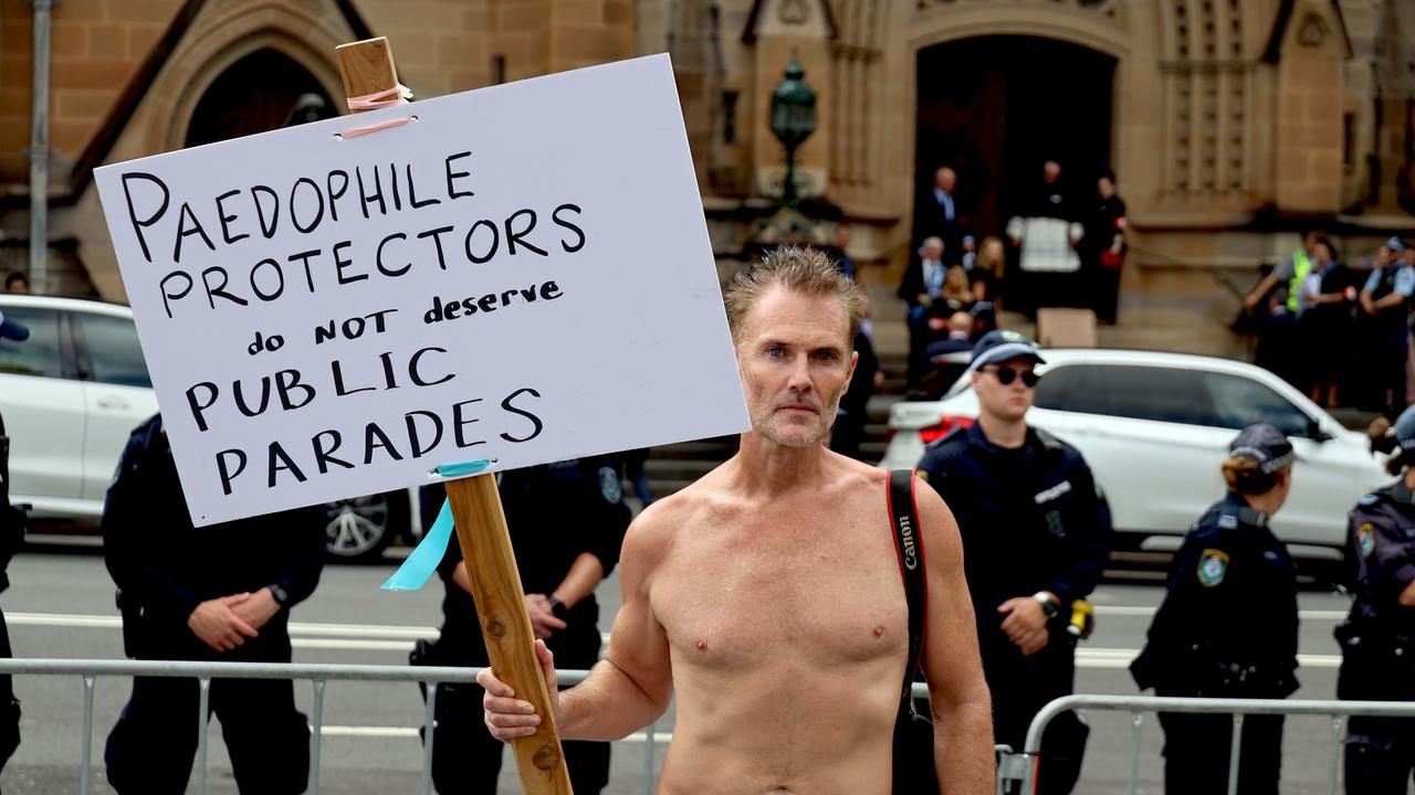 Protesters sent a strong message from across the street. Picture: NCA NewsWire / Nicholas Eagar