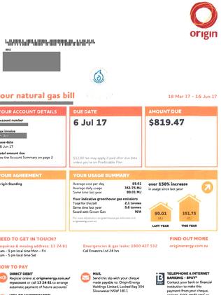 A $819.47 gas bill proved a shock for a Wagga Wagga resident.