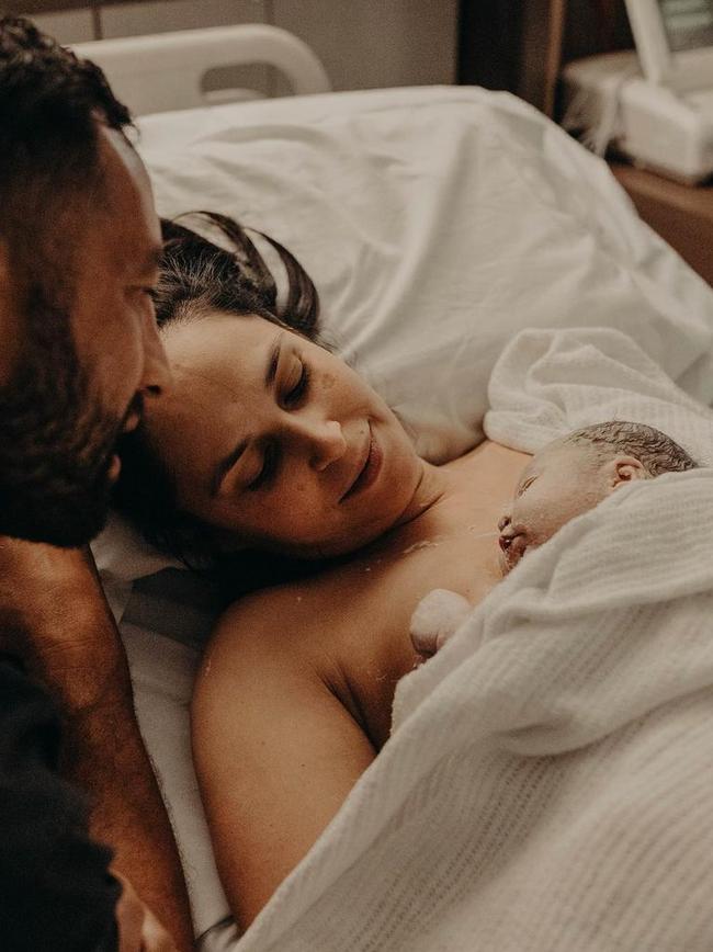 Benji and Zoe Marshall when their daughter Ever was born. Picture: Instagram