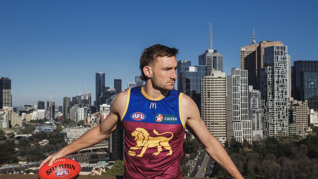 Lions co-captain Harris Andrews has won the 2023 Merrett-Murray Medal. Picture: Lachie Millard