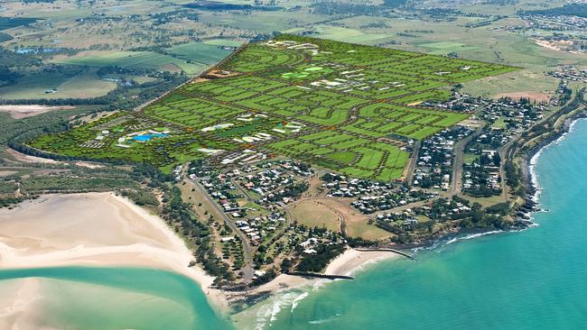 An aerial of the $2 billion masterplanned community at Elliott Head' near Bundaberg.