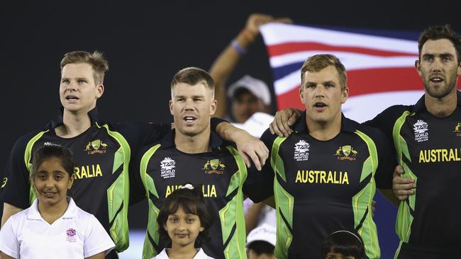 Steve Smith (L) usurped Aaron Finch as captain at the T20 World Cup in 2016. Picture: Ryan Pierse/Getty