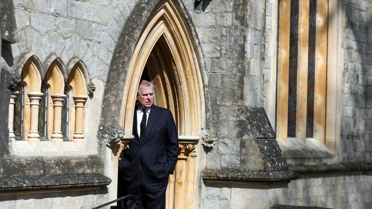 Prince Andrew, Duke of York, attends Sunday service at the Royal Chapel of All Saints, at Royal Lodge, in Windsor in April 2021. Picture: Steve Parsons/AFP