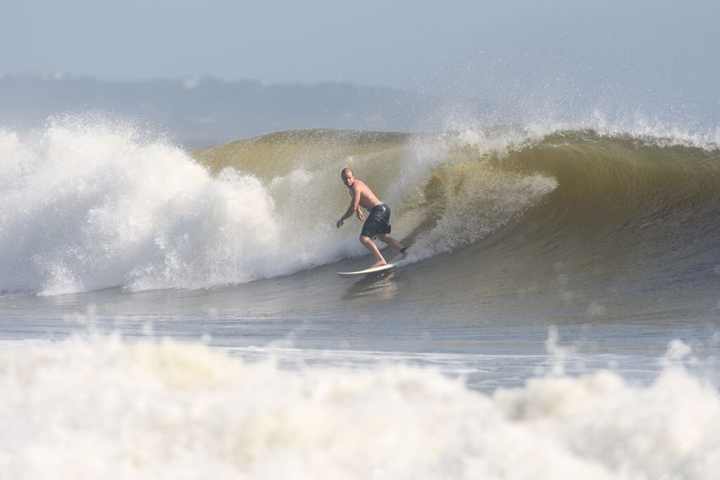 The moves were bigger and the tubes getting longer as the swell from an ex-cyclone sends massive waves onto the Sunshine Coast point breaks. Picture: Nicholas Falconer