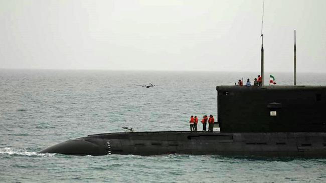 A military unmanned aerial vehicle launched from the Iranian navy submarine Iris Taregh in the Indian Ocean in 2022. Picture: Iranian Army office/AFP