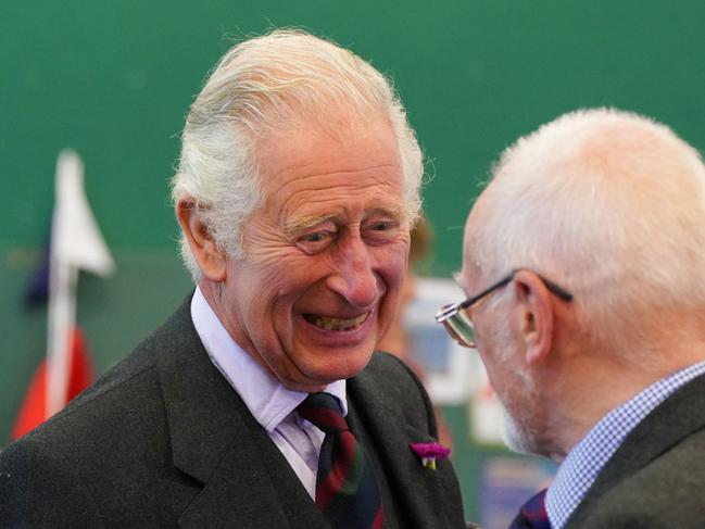 The Prince of Wales meets with local community groups at the Seafarers Memorial Group in Wick, in Scotland, on July 29. Picture: AFP