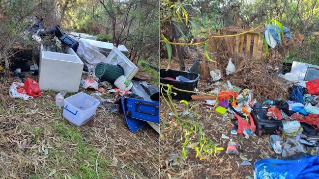 Rubbish dumped just metres from the banks of the River Torrens at Hindmarsh. Pictures: Supplied