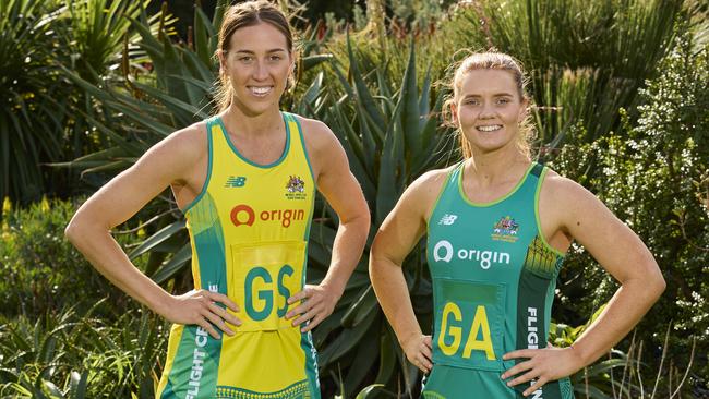 Cara Koenen and Steph Wood are relishing the pressure of being the tournament favourites going into the World Cup. Picture: Graham Denholm/Getty Images for Netball Australia