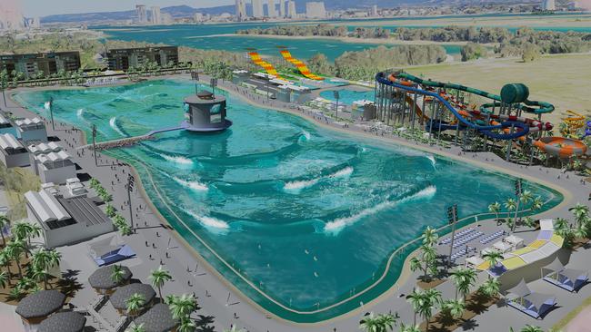 An artist’s impression of Australia’s first surf park.