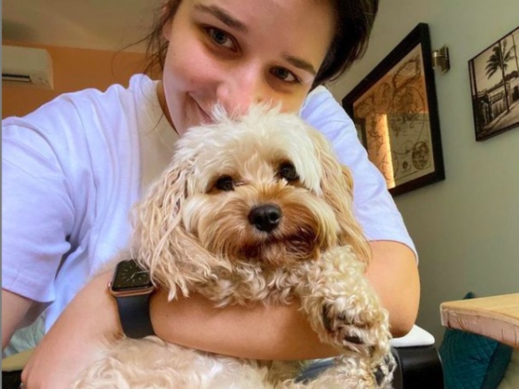 Hannah and pooch Patch will be walking The May 50k to raise money for MS research. Picture: Instagram/@rrmslife