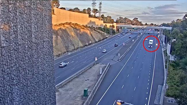 Footage showed truck driver Mohinder Singh drifting across lanes minutes before the Eastern Freeway truck tragedy. Picture: Supreme Court of Victoria