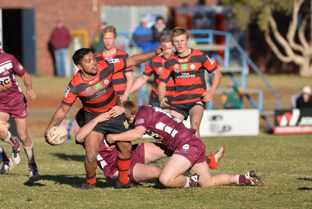 Cory Mcgrady of Valleys Roosters against Dalby Diehards in TRL Premiership qualifying final rugby league at Glenholme Park, Sunday, August 12, 2018. Picture: Kevin Farmer